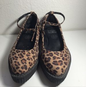 TUK Leapord Pointed Ballet Ankle Strap Creeper